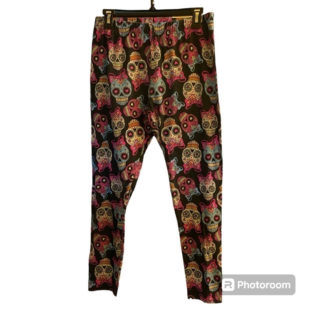 Skull Black Ankle Skinny Leggings
